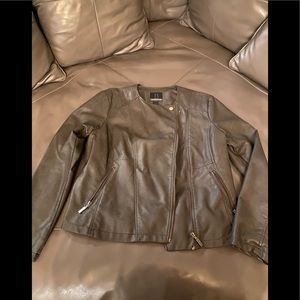 Women’s Gray Faux Leather Jacket Size L